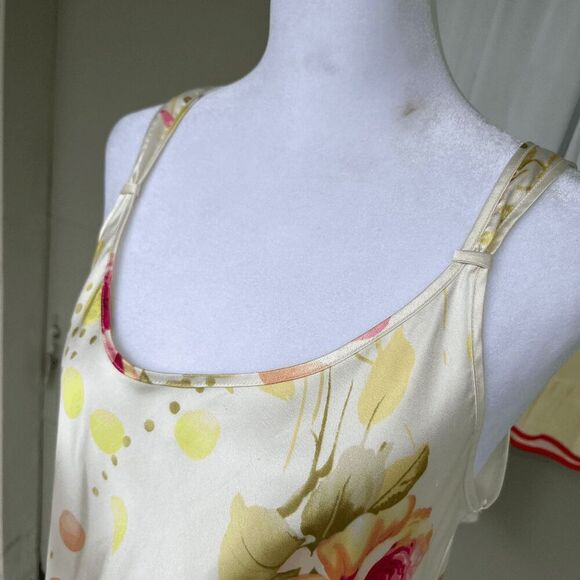 Oscar de la Renta Pink Label Floral Satin Slip Dress M - Picture 5 of 8
